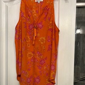 Floral Orange Sleeveless Top